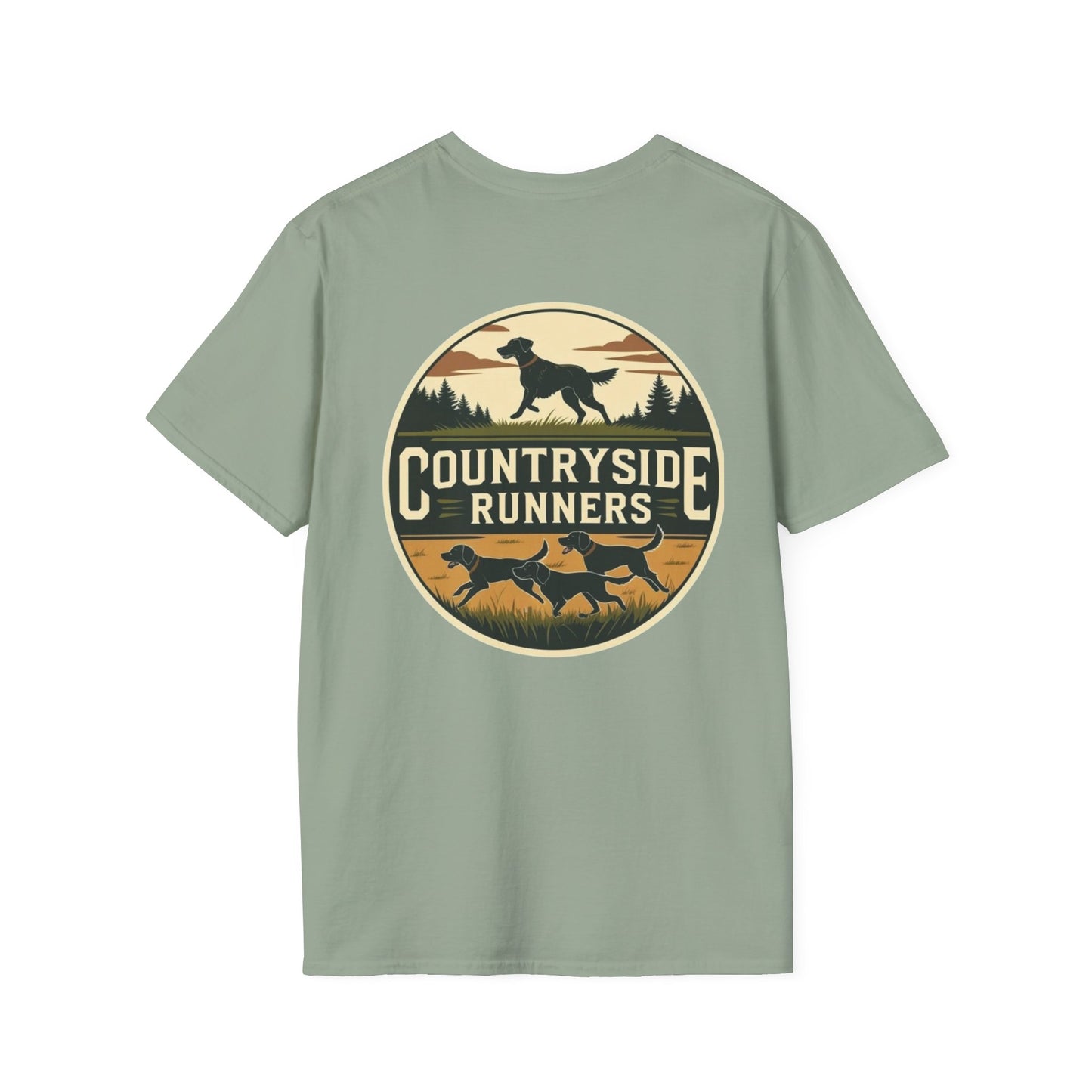 Countryside Runners T-Shirt | Unisex Graphic Tee for Dog Lovers | Nature Sports Shirt | Gift for Runners | Outdoor Adventure Apparel