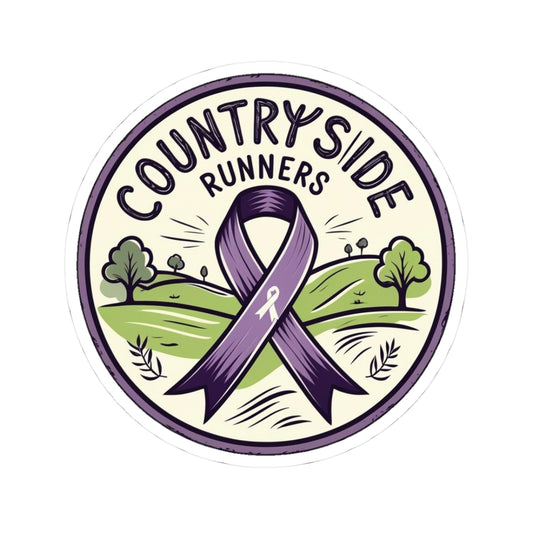 Countryside Runners warriors line Kiss-Cut Stickers | Customizable Stickers for Runners, Purple Ribbon, Support Awareness, Laptop Decals, Gift Ideas
