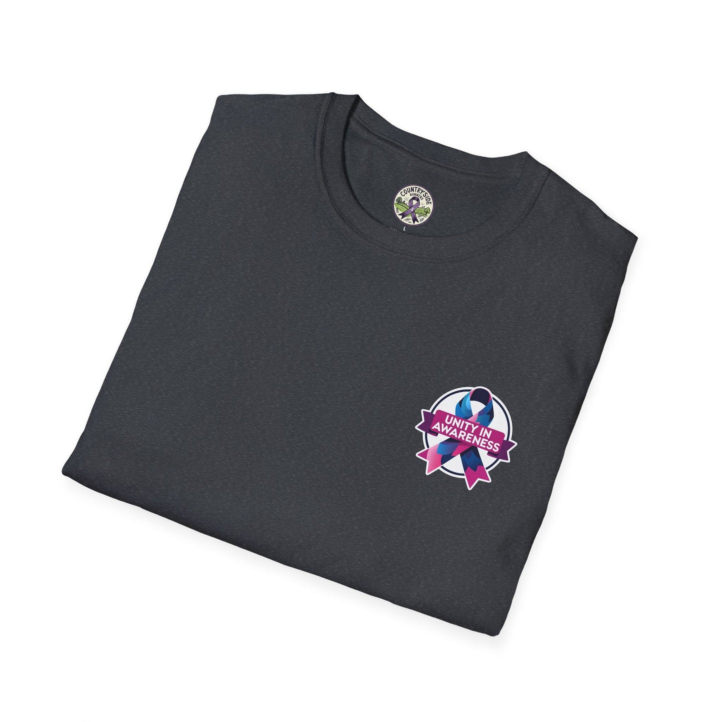 Countryside Runners Awareness T-Shirt, Unisex Softstyle Tee, Running Gear, Fundraiser Apparel, Purple Ribbon Support, Fitness Fashion