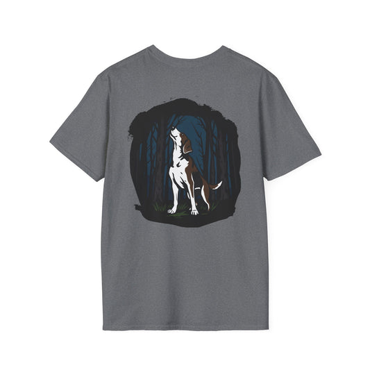 Dog Lover's Unisex Softstyle T-Shirt, Pet Fashion, Casual Wear, Birthday Gift, Animal Lover Apparel, Forest Dog Design
