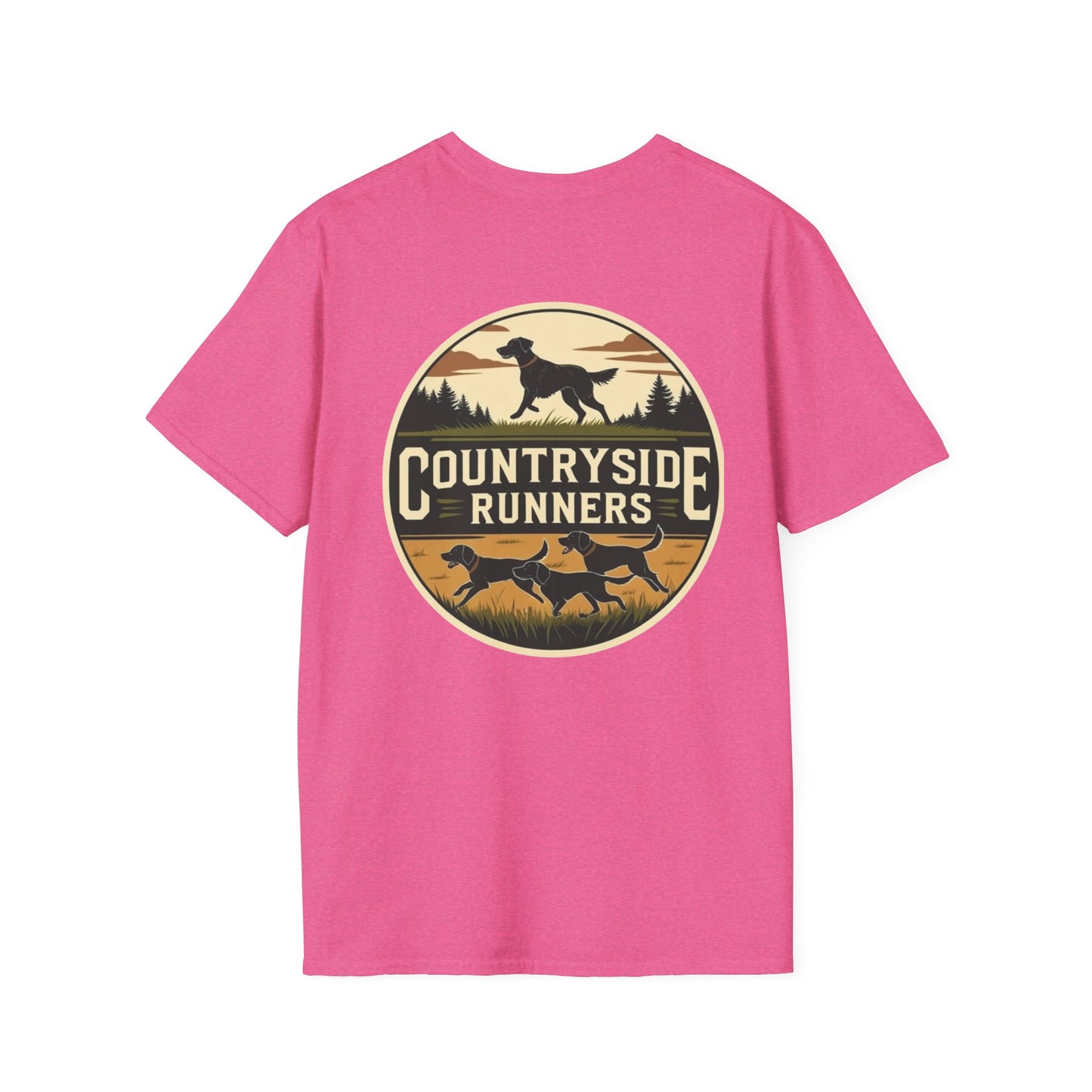 Countryside Runners T-Shirt | Unisex Graphic Tee for Dog Lovers | Nature Sports Shirt | Gift for Runners | Outdoor Adventure Apparel