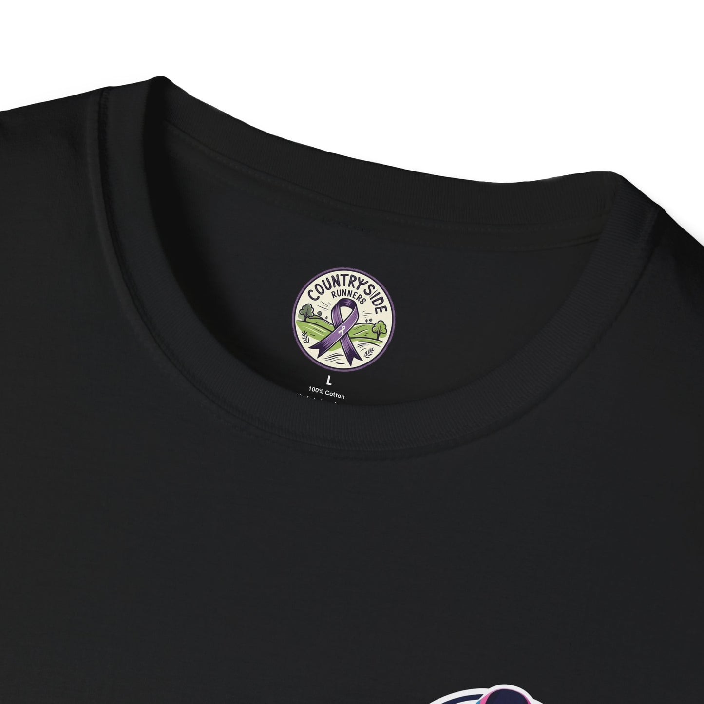 Countryside Runners Awareness T-Shirt, Unisex Softstyle Tee, Running Gear, Fundraiser Apparel, Purple Ribbon Support, Fitness Fashion