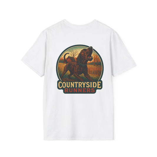 Countryside Runners Unisex Softstyle T-Shirt, Vintage Dog Graphic Tee, Gifts for Dog Lovers, Outdoor Adventure Apparel, Casual Wear