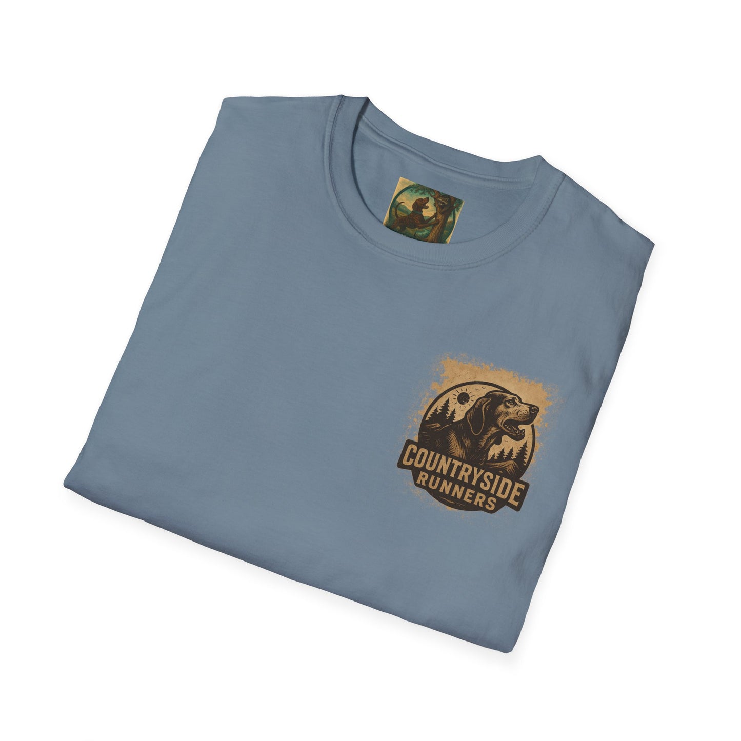 Countryside Runners treed plott hound T-Shirt, Unisex Dog Lover Tee, Softstyle Graphic Shirt, Gifts for Pet Owners, Outdoor Enthusiasts Apparel