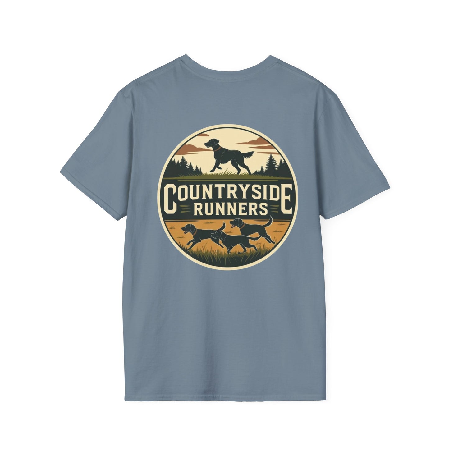 Countryside Runners T-Shirt | Unisex Graphic Tee for Dog Lovers | Nature Sports Shirt | Gift for Runners | Outdoor Adventure Apparel
