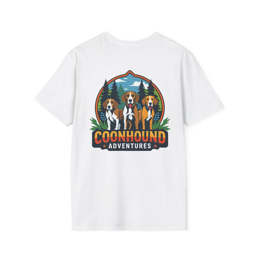 Coonhound Adventures T-Shirt, Unisex Graphic Tee, Dog Lover Gift, Outdoor Adventure Apparel, Casual Wear, Nature Enthusiast Shirt