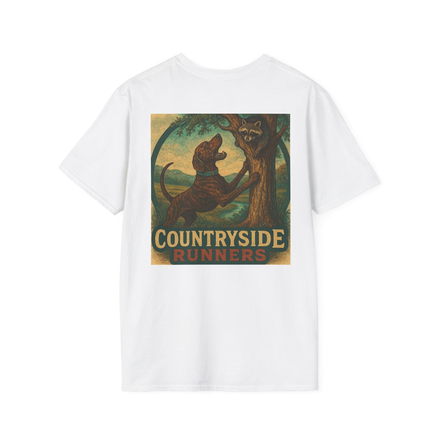 Countryside Runners treed plott hound T-Shirt, Unisex Dog Lover Tee, Softstyle Graphic Shirt, Gifts for Pet Owners, Outdoor Enthusiasts Apparel