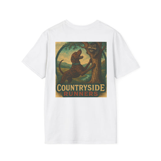 Countryside Runners treed plott hound T-Shirt, Unisex Dog Lover Tee, Softstyle Graphic Shirt, Gifts for Pet Owners, Outdoor Enthusiasts Apparel