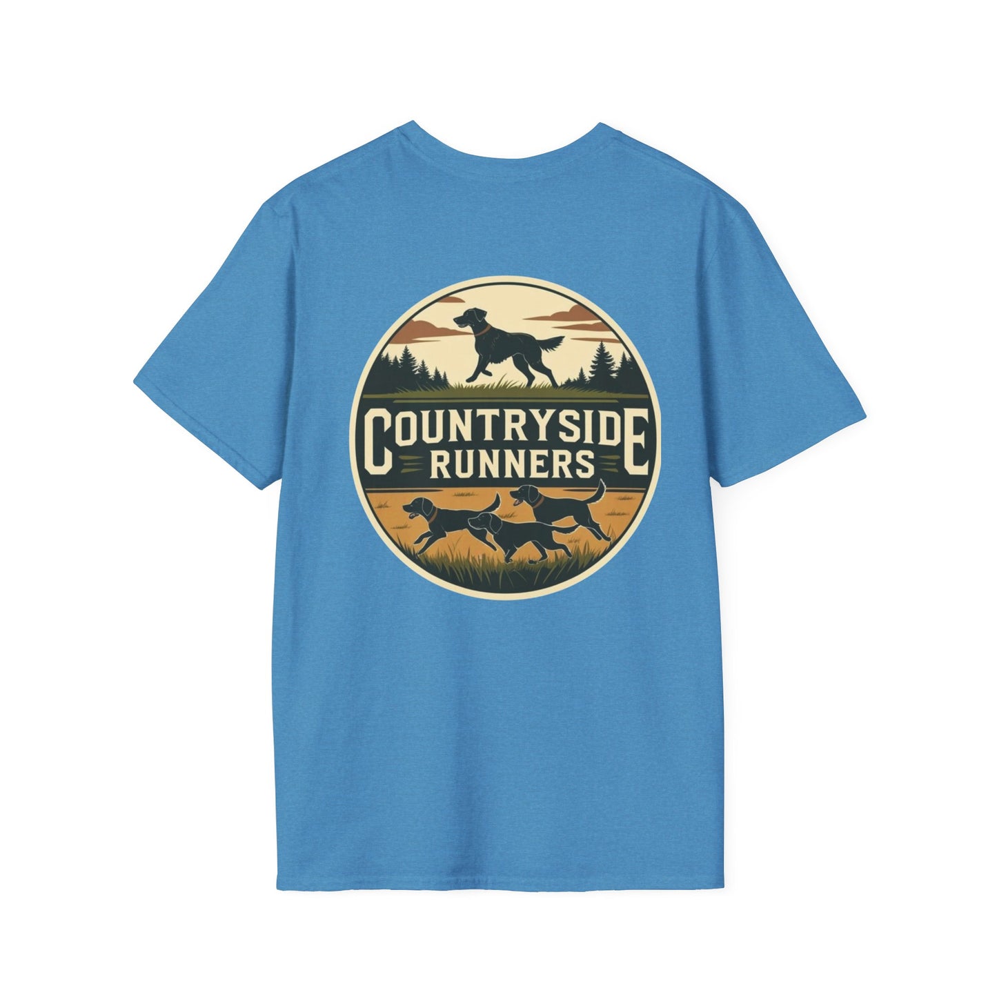 Countryside Runners T-Shirt | Unisex Graphic Tee for Dog Lovers | Nature Sports Shirt | Gift for Runners | Outdoor Adventure Apparel